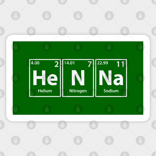 Henna (He-N-Na) Periodic Elements Spelling Sticker by cerebrands